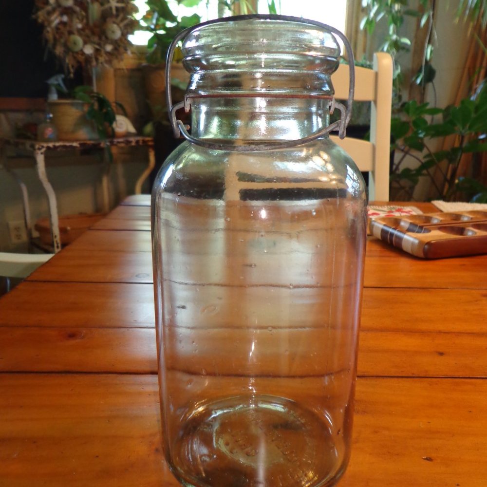 Vtg Canning Jar w/Glass Lid & Bale Clear CLEVELAND FRUIT JUICE CO 5